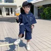 衣料品セット衣類セット子供ゴルフ服2023新しいファッションキッズ服の男の子夏のスーツ半袖シャツ+ショーツベビーハンサムカジュアルC AA230504 Z230724