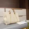 2022 Luxury Designer Bag Canvas Pearl Tote Handväskor Axel Shopping Messenger Väskor för kvinnor Hög kapacitet Väska med dammväskor SI286K