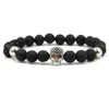 HOBBORN À La Mode Naturel Pierre De Lave Bracelet Femmes Hommes Hip Hop Or Rose Argent Couleur Charme CZ Crâne Bracelets Pulsera Hombre274U