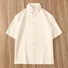 Men's Casual Shirts Summer Cool Short-sleeved Solid Colour Simplicity Classic Button Down Slim Thin Male