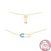 Collares pendientes Pin Collar Personalidad femenina Clip de papel S925 Color plata esterlina Cadena de clavícula Pulsera Nicho Design1279v