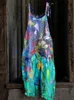 Kvinnors jumpsuits Rompers Lossa ärmlösa strappy jumpsuit Boho Casual Jumpsuits S-3XL Vintage Ethnic Style Women Floral Print Rompers 230720