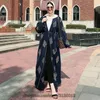 Öppna Dubai Abaya Kimono Cardigan Muslim Hijab Dress Kaftan Abayas Islamiska kläder för kvinnor Caftan Marocain Qatar Robe Musulman278m