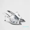Designer -Summer name slipper sandal women white Black print Slides Sandals open toe and pointed dress party heels size 35-42