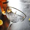 Wine Glasses 255ml Creative Engraving Coupe Champagne Coupes Glass Gold Rim Goblet