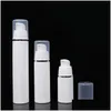 Verpakking Flessen 15Ml 30Ml 50Ml Hoge kwaliteit Witte Airless Pomp Fles Reizen Hervulbare Cosmetische Huidverzorging Crème Dispenser Lotion Co Dh5Sg