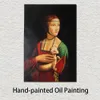 Lienzo de Leonardo Da Vinci, arte de la dama con un armiño, figura hecha a mano, obra de arte renacentista, pintura para decoración del hogar