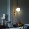 Wandleuchte Moderne LED-Wandlampen Kupfer Runde Kugel Glas Lampenschirm für Schlafzimmer Wohnzimmer Flur Leuchte Dekor