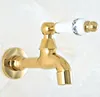 Bathroom Sink Faucets Golden Brass Wall Mount Mop Faucet Out Door Garden Pool Toilet Single Cold Water Taps Dav152