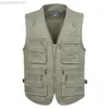 Herrjackor Nya sommarmens avslappnade ärmlösa västar Multi Pocket Cotton Waistcoat last Vest Militär ärmlös jacka PLUS -storlek L230721