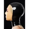 Black Red Latex mask with transparent face Latex Hoods Back Zipped mask costumes props186j
