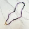 Choker Bohemian Style Purple Color Natural Stone Beades Necklace For Women's Boutique Versatile Handmade Exquisite Jewelry