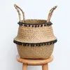 Storage Baskets Home Foldable Natural Seaweed Woven Basket Household Toy Rattan Wicker Decorative Laundry