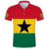 Herren-Polohemden Ghana-Poloshirt, DIY-kostenlose maßgeschneiderte Namens-Gha-Poloshirt-Nationsflagge Gh-Land-Republik-College-Druck-PO-Text-Kleidung 230720