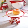 Тарелка рождественское десертное пудинг блюдо из мультипликации конфеты подглазе окрашенная керамика высокая тарелка милая творческая винтажная печь димса