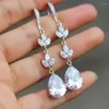 Dangle Earrings Huitan 2023 Trendy Women's Engagement Wedding Ear Accessories Aesthetic Pear Cubic Zirconia Drop