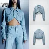 Women's Two Piece Pants WXIBEI Fashion Women Set 2023 Summer Short Long Sleeve Denim Jacket Casual Wild Straight High Waist Jeans Two-piece