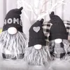 Décorations de Noël Chapeau Pointu Gnome Sans Visage Père Noël Tulipe Rudolph Poupée Noir Blanc Plaid Style Nordique Année