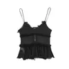 Women's Tanks Girls Y2K Pink Slim Lace Camisole 2023 Summer Female Elegant V Neck Lacing Camisoles Sexy See Through Tops