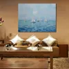 Contemporary Abstract Oil Painting on Canvas Boats in Haze Artwork Vibrant Art for Home Decor