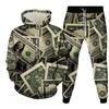 Herren-Trainingsanzüge, Damen-Hoodie-Set, PokerMoney-Druck, Trainingsanzug, modisches Outfit, lässig, stilvoll, langärmelig, Anzug, bequeme Kleidung mit Hut