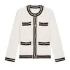 Jaquetas femininas Genuine Maje Contrast Malha suéter branco