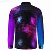 Herren Freizeithemden Disco Ball Mehrfarbiges Hemd Herbst Zweifarbiger Druck Freizeithemden Männer Trendige Blusen Langarm Benutzerdefinierte Streetwear Tops Große Größe L230721