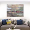 Landscape Canvas Abstract Art Crimson Waves Hand Painted Artwork Romantic House Decor