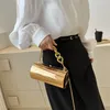 Bolsas de noite Bolsa feminina em forma de barril Metálica Moda Corrente Bolsa de mão Hard Luxury Carteira Ins Pequeno Cilindro Espelho Ombro Mulher