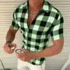 Men's Casual Shirts Lapel T- Shirt Men M2XL New Short Sleeve Slim Tops Base Shirt V-Neck Business Chinese Style Home Plaid L230721