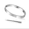 whole fine Stone Bangle stainless steel Love Bracelets silver rose gold for Women Men Screw Screwdriver Bracelet Couple Jewelr228r