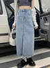Etek sokak kıyafeti uzun denim etek kadınlar bahar yaz yaz sonbahar gün kot pantolon kadın Kore moda giyim toptan