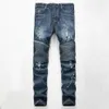 Rozbite męskie pogniecione lekkie dżinsy Długie, szczupłe spodnie z otworami w połowie wzrostu prostego rozmiaru 28-40 Wysoka jakość2268