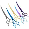 7 0Inch Purple Dragon Pet Scissors Dog Grooming Cutting Scissors Curved Head Pet Grooming Scissors JP440C Puppy Trimmer Tool LZS286k