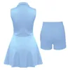 Vestidos casuais básicos feminino tênis golfe vestido atlético com shorts gola em V sem manga bolso acima do joelho camisa social roupas esportivas 230720