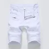 Mäns shorts 2023 sommar denim street klädtrend personlighet smal kort jeans vit röd svart man varumärke