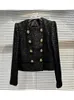 Vestes pour femmes HIGH STREET Est Fashion 2023 Spring Designer Jacket Double-Row Metal Buckle Sequin Shoulder Pad