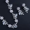 Necklaces Cwwzircons Leaf Shape Elegant Cubic Zirconia Bridal Wedding Round Choker Necklace Costume Jewelry Sets for Women T317