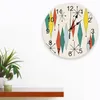 Horloges murales rétro géométrique européen losange bas horloge ronde créative décor à la maison salon Quartz aiguille montre suspendue