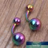 wholes 100pcs lot mix 7 colors stainless steel Plated Titanium body piercing jewelry navel Bar belly button ring209w