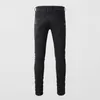 Męskie dżinsy mody streetwear men czarny rozciąganie szczupła fit splated projektant rowerzystów Homme Zipper Pocket Hip Hop Brand Pants