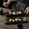 Płytki Kuchnia Kreatywny prostokąt sushi talerz sashimi zimne danie japońska ceramiczna restauracja retro długie gruboziarniste ceramika 1pc