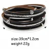 Link Bracelets Fashion Multilayer Long Leather Bracelet For Women Braided Handmade Rope Wrap Female Jewelry Alloy Magnetic Buckle