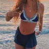 女性ニット水着のかぎ針編み水着ネオプレンビキニビーチウェアボーホンスタイル水着2枚のスーツ220312256c