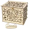 Emballage cadeau bricolage cadeau de mariage carte en bois tirelire étui avec serrure enveloppe rustique signe fête faveur décoration anniversaire fournitures 230720