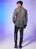 Men's Casual Shirts Men's Sheer Mesh See Through Glitter Button Front Long Sleeve Shirt Tops L230721