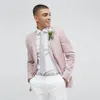 Rose hommes costumes pour mariage marié Tuxedos été garçons d'honneur Blazer Mariage fête 2 pièces blanc pantalon Costume Homme décontracté Trajes d336E