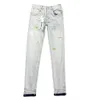 Lila-bran* lila varumärkesdesigner mäns jeans anti smal fit casual fashiion true liten fot rak rör stil gammalt hål