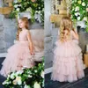 Blush Rose Belle Mignonne Fleur Fille Robes Glamorous Vintage Princesse Fille Toddler Jolis Enfants Pageant Formelle Premier Saint Commu278v