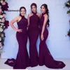 Seksi Üzüm Mermiad Nedime Elbise Ucuz Uzun Boyun Düğün Konuk Siyah Kız Düğün Balo Akşam Partisi Gowns295m